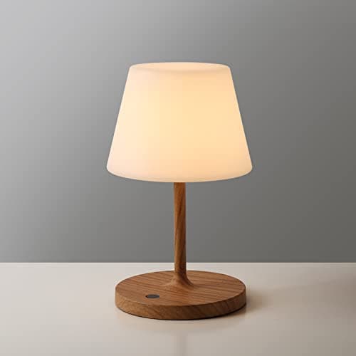 WEILAILUX Outdoor Battery Operated Table Lamp Waterproof, 4000mAh Cordless Table Lamp Rechargeable, Touch Dimmable Desk Lamp, LED Night Light for Patio Camping Restaurant Home (Wood Grain, 9.6in)