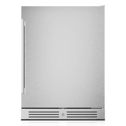 Yeego 24 Inch Beverage Refrigerator, Up to 160 Cans, Beverage Cooler with Lock, Auto Defrost, Digital Temperature Control, Stainless Steel for Indoor & Covered Outdoor Use, Built-in or Freestanding
