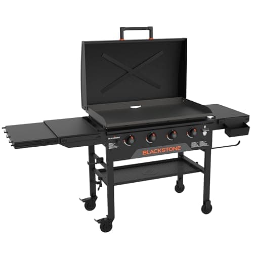 Blackstone Original 36" Griddle, Portable Outdoor Grill with Built-In Hood, Black - Includes Extendable Side Shelves and Caster Wheels