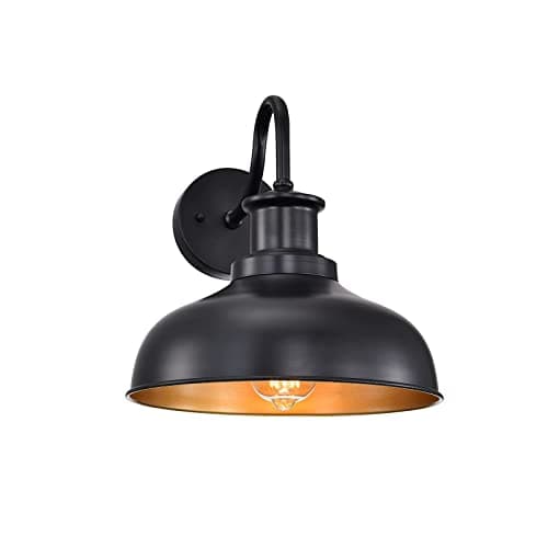 Diyel Outdoor Barn Light Outdoor Wall Sconce Farmhouse Rustic Exterior Wall Mount Lights Vintage Outside Lighting Fixture Industrial Black Lantern Works with Gooseneck Barn Porch Entryway Garage Shed