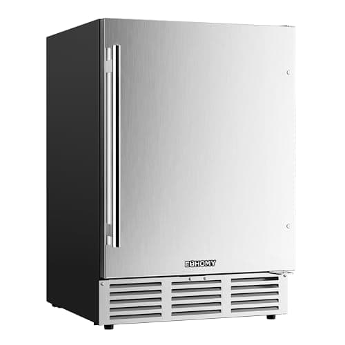 EUHOMY 24 Inch Beverage Refrigerator, Built-in and Freestanding Beverage Cooler 180 Can, Under Counter Beverage Fridge with Stainless Steel Door, Outdoor Refrigerator for Soda, Beer, Wine
