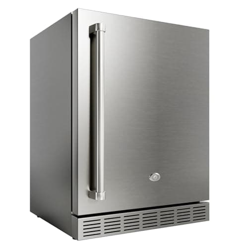 cureder 21 Inch Outdoor Refrigerator, Weather Proof Stainless Steel Beverage Beer Cooler Under Counter Fridge, Indoor/Outdoor Refrigerator with 3 Shelves for Patio Kitchen and Commercial Use