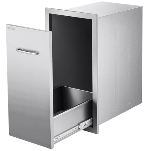 VEVOR Outdoor Kitchen Trash Drawer, 11.81" W x 19.6" D x 23.62" H Interior Storage, Multi-Purpose Outdoor Kitchen Drawers Stainless Steel, 55 lbs Max Capacity per Tier, for Outdoor BBQ Island Kitchen