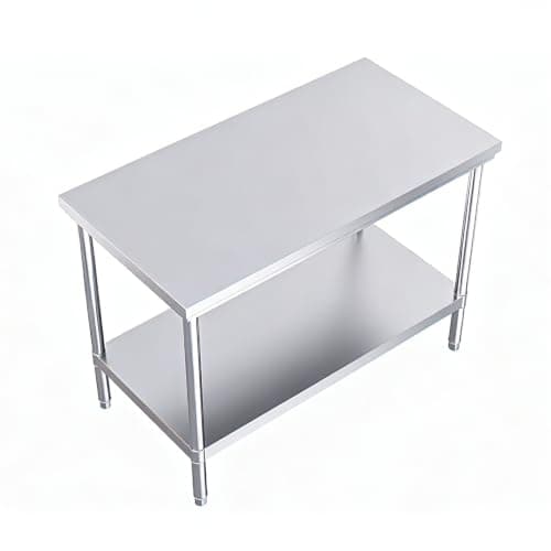 FITHOW 20x40 Stainless Steel Prep Counter & Dining Table, 2-Tier, 1000 LBS