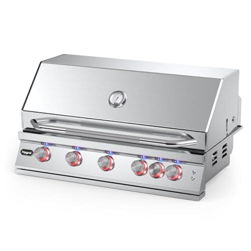 Hygrill Premium XTR 40-Inch Built In Grill, Stainless Steel 5-Burner Grill Head for Outdoor Kitchen with Rear Infrared Burner and LED Lights, Liquid Propane