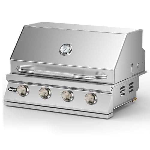 Hygrill STD Series 32-Inch Built In Grill, Stainless Steel 4-Burner Grill Head for Outdoor Kitchen, Liquid Propane