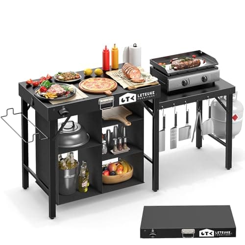 Grill Table for Blackstone Griddle Camping Grill Table Foldable Fits Ninja
