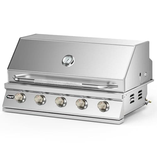 Hygrill STD Series 40-Inch Built In Grill, Stainless Steel 5-Burner Grill Head for Outdoor Kitchen, Natural Gas