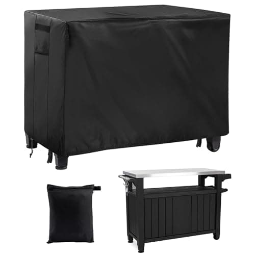 PAMASE Outdoor Dining Grill Cart Cover - 54"L*23"W*35"H, Compatible with Keter Unity XL Portable Cabinet Bar, Heavy Duty Waterproof BBQ Food Prep Table Serving Worktable Metal Movable Station