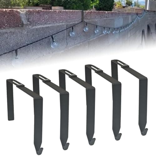 Beranosoer Adjustable Outdoor Light String Hooks- Concrete Cinder Block Wall& Fence Mounting Kit(5 Pcs) for 3.2 to 6 Inch Strands Hanger