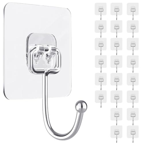 ZESLMG Large Adhesive Hooks for Hanging, 22 Pack Self Sticky Wall Hooks Heavy Duty 15lb Clear, Removable Shower Hook No Damage for Towel Key Coat Wreath Picture Outdoor Bathroom Kitchen, Waterproof