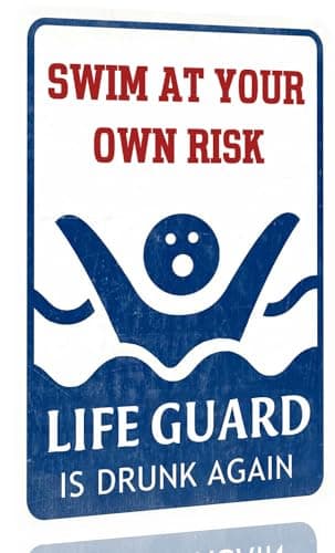Pool Decorations Outdoor Pool Decor Swim At Your Own Risk Pool Sign Pool Deck Accessories Gifts Funny Warning Safety Plaque Signs For Swimming Pool Beach Water Park Decor Outdoor 8 X 12 Inch