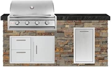 BBQ Island Signature 6 Ft Outdoor Kitchen Island with 32 Inch Gas Blaze Grill