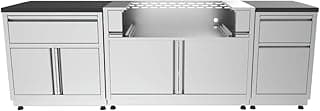 GRILLA Outdoor Kitchen Modular 3 Piece Set, Stainless Steel, for Grilling, Prepping, and Storage