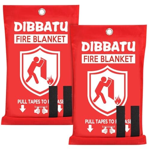 DIBBATU Emergency Fire Blanket, Fire Blankets Emergency for Outdoor Grill, Retardant for House, Fireproof Blanket for Home, Survival FireBlanket for Kitchen,Fireplace, BBQ