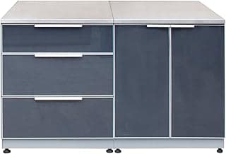 Blue Sky Outdoor Living 2-Piece Modular Outdoor Kitchen Combo Set, Stainless Steel and Tempered Glass