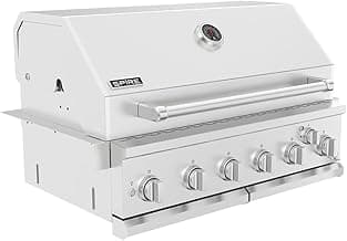 Spire Premium 6 Burner Built In Gas Grill Island Head, Stainless Steel 36 Inch Propane Grill with Rear Burner, 73,000 BT