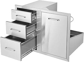 VEVOR Stainless Steel Cabinet, Outdoor Kitchen Door Drawer Combo 29.5" W x 22.6" H x 21.7" D