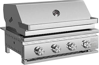 COWSAR 28-Inch Gas Grill Built-In Head, 4-Burner Propane Grill, Heavy Duty 304 Stainless Steel
