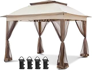 COOS BAY 11x11 Pop Up Gazebo with Mesh Netting, Instant Outdoor Canopy Tent