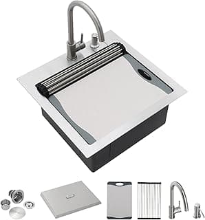 21"x20" Outdoor Drop-In Workstation Sink, 16 Gauge 304 Stainless Steel with Dust Lid & Faucet