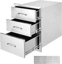 VEVOR 18x23 Inch Outdoor Kitchen Cabinets, BBQ Drawers Stainless Steel, Triple Drawers