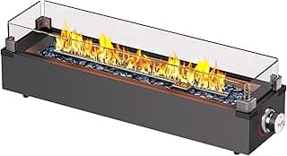 Ciays 28 Inch Table Top Propane Fire Pit, 50,000 BTU with Glass Wind Guard