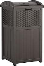 Suncast 33 Gallon Commercial Outdoor Trashcan Hideaway with Lid for Garage and Backyard