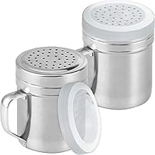 CUSINIUM Metal Salt Pepper Dredge Shakers With Handle, Seasonings Spice Shakers, 10 Ounce 2pcs