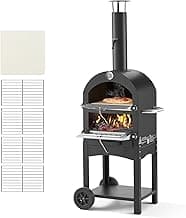 VEVOR Outdoor Pizza Oven, 12" Pellet Fire 2-Layer Wood Burning Pizza Oven with 2 Removable Wheels