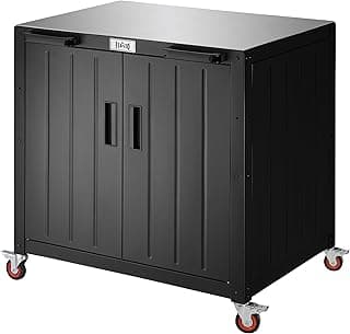 Outdoor Grill Cart with Storage Cabinet and Stainless Steel Top, 35-Inch Modular Kitchen