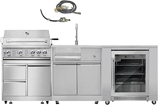 CT Copper Tailor 5-Piece Outdoor Kitchen Package BBQ Gas Grill Island, 32" Built-in Grill 4 Burners