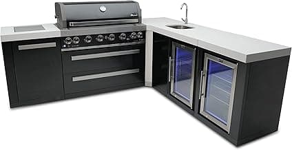 Mont Alpi Premium 94"x88" Black Stainless Steel Modular L-shaped Outdoor Kitchen Island