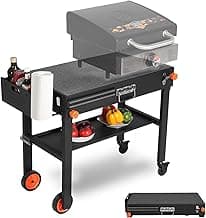 Portable Outdoor Grill Table, Folding Grill Cart Solid and Sturdy, Blackstone Griddle Stand Large Space