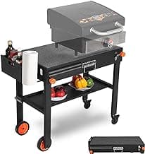 Portable Outdoor Grill Table, Folding Grill Cart Solid and Sturdy, Blackstone Griddle Stand Large Space