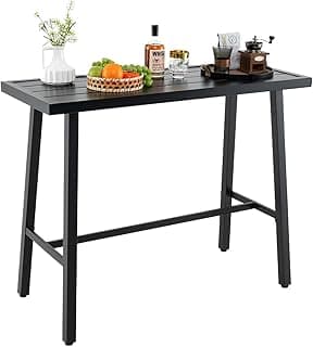 COSTWAY 36" Outdoor Bar Table, Rectangular High Pub Table with Adjustable Foot Pads