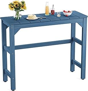 Outdoor Bar Table, 42" Weatherproof Patio Bar Height Counter Table, HIPS Material, Waterproof