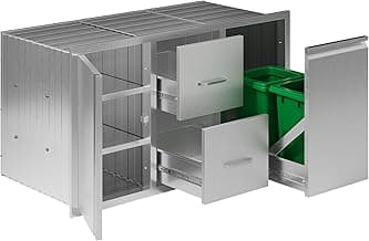 Jocisland 41.5" Stainless Steel Outdoor Kitchen Drawers, Double Drawers with Trash Drawer & Door