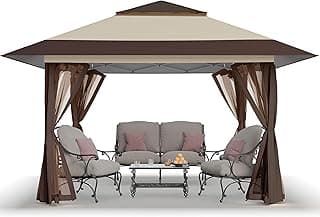 CROWN SHADES 11x11 Pop Up Gazebo, Patented One Push Outdoor Canopy Tent with Wheeled Bag