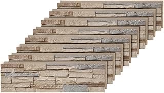 8-Pack Faux Stone Wall Panels (26 Sq Ft) PU Stone Veneer Siding, Mortarless Lightweight