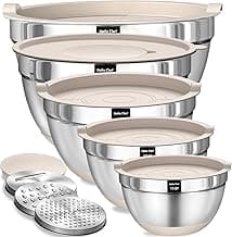 Umite Chef Mixing Bowls with Airtight Lids Set, 8PCS Stainless Steel Nesting Bowls with Grater