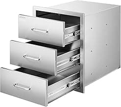 VEVOR Outdoor Kitchen Drawers 18" Triple-Access Stainless Steel Modular Drawer Cabinet