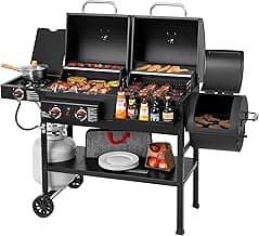 2-Burner Gas and Charcoal Grill Combo with Offset Smoker & Side Burner, 34,000 BTU, 1020 Sq.In.