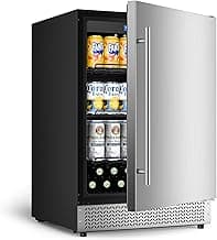 24'' Outdoor Beverage Refrigerator, Built-In or Freestanding 180 Cans, Waterproof Stainless Steel