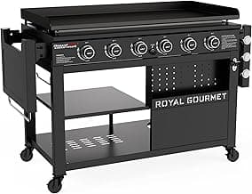 Royal Gourmet GB6000 6 Burner Propane Gas Griddle with Folding Side Tables, 44-Inch Flat Top