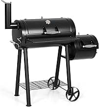 MFSTUDIO Heavy Duty Charcoal Wood Offset Smoker Grill, 512 SQ.IN BBQ