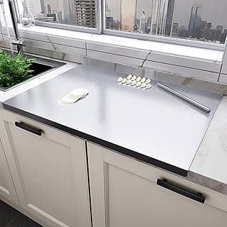Stainless Steel Cutting Board with Lip, Extra Large Stove Top Chopping Board Pastry Board