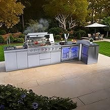 BBQ Grill Island Outdoor Kitchen: Luxury 160 Inch 6-Burner 96000 BTU Stainless Steel