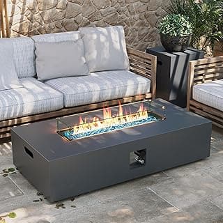UPHA 56-inch Outdoor Propane Gas Fire Pit Table 50000 BTU Iron Rectangle