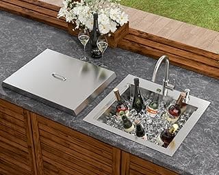 Dcolora 21 Inch Outdoor Kitchen Sink, Drop In Bar Sink Workstation, 304 Stainless Steel